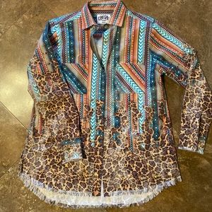 Serape & Leopard Flannel Button Front